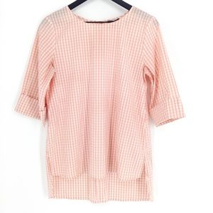 VINCE CAMUTO Gingham Cuffed Sleeve Blouse